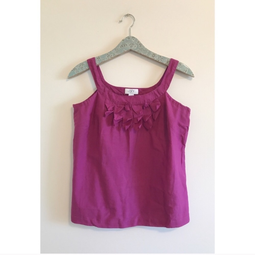 LOFT | Raspberry Pink Ruffle Tank